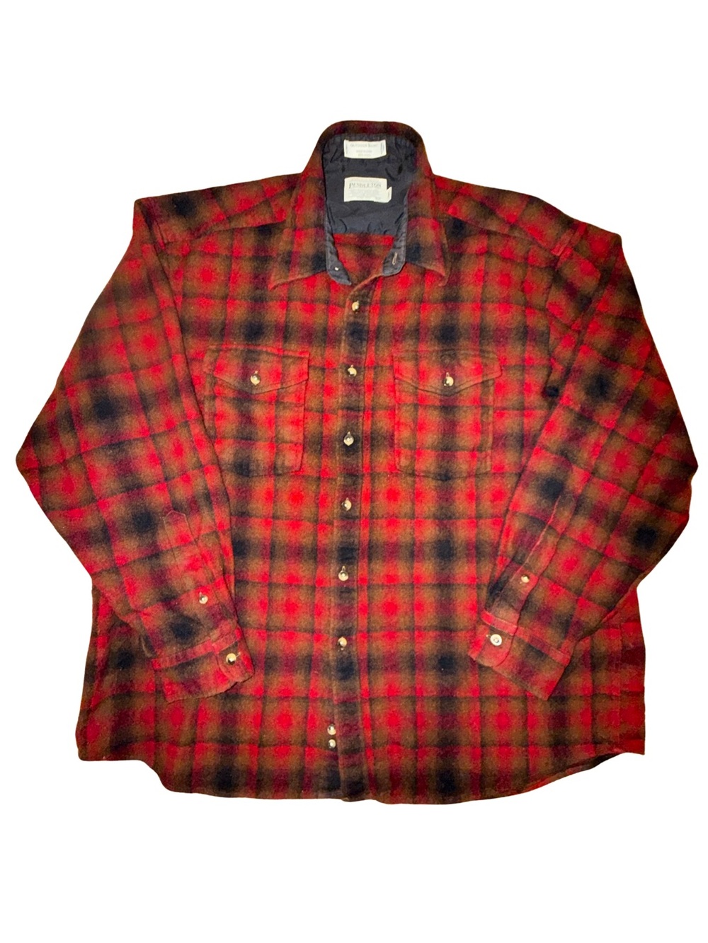 Pendleton 100% Wool XXL LONG Plaid Outdoor Shirt Red/Black